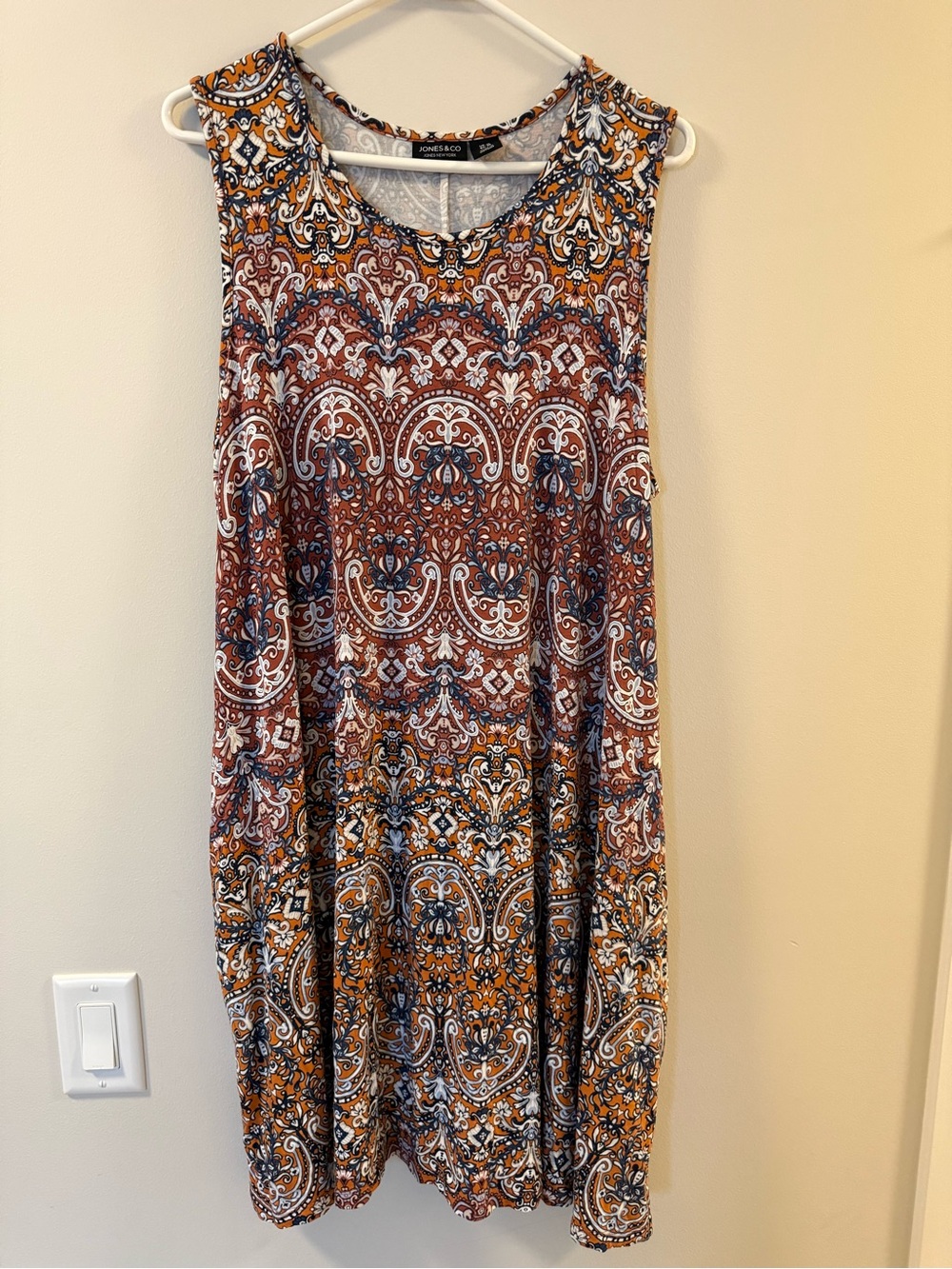 Jones New York Rust and Navy Paisley Tank Dress